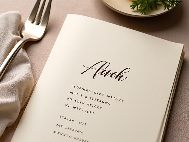 Menú de restaurante con elegante caligrafía para el Restaurante Aura